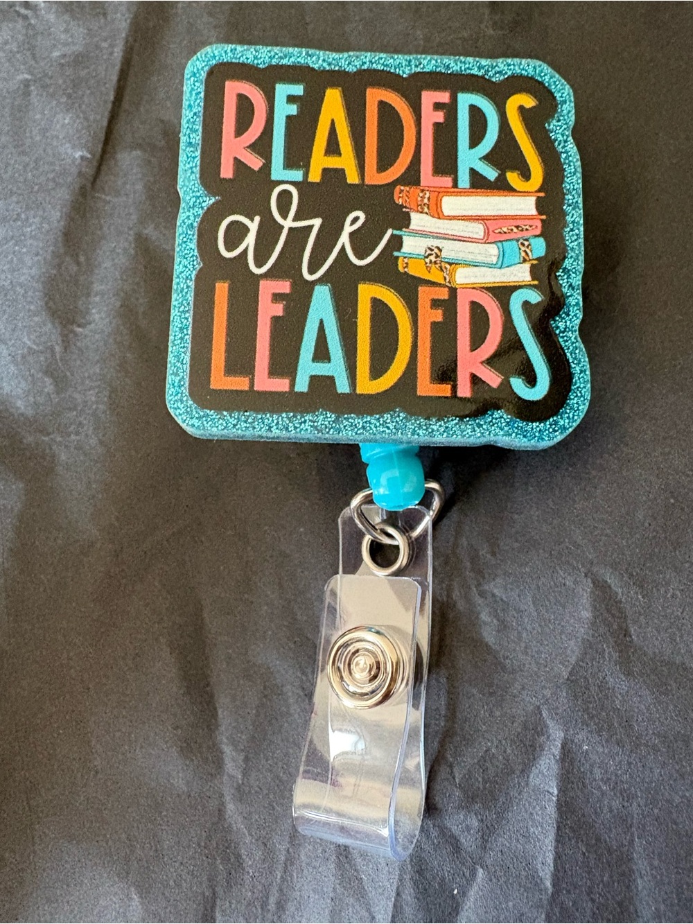 Readers Are Leaders Badge Reel - Turquoise Glitter